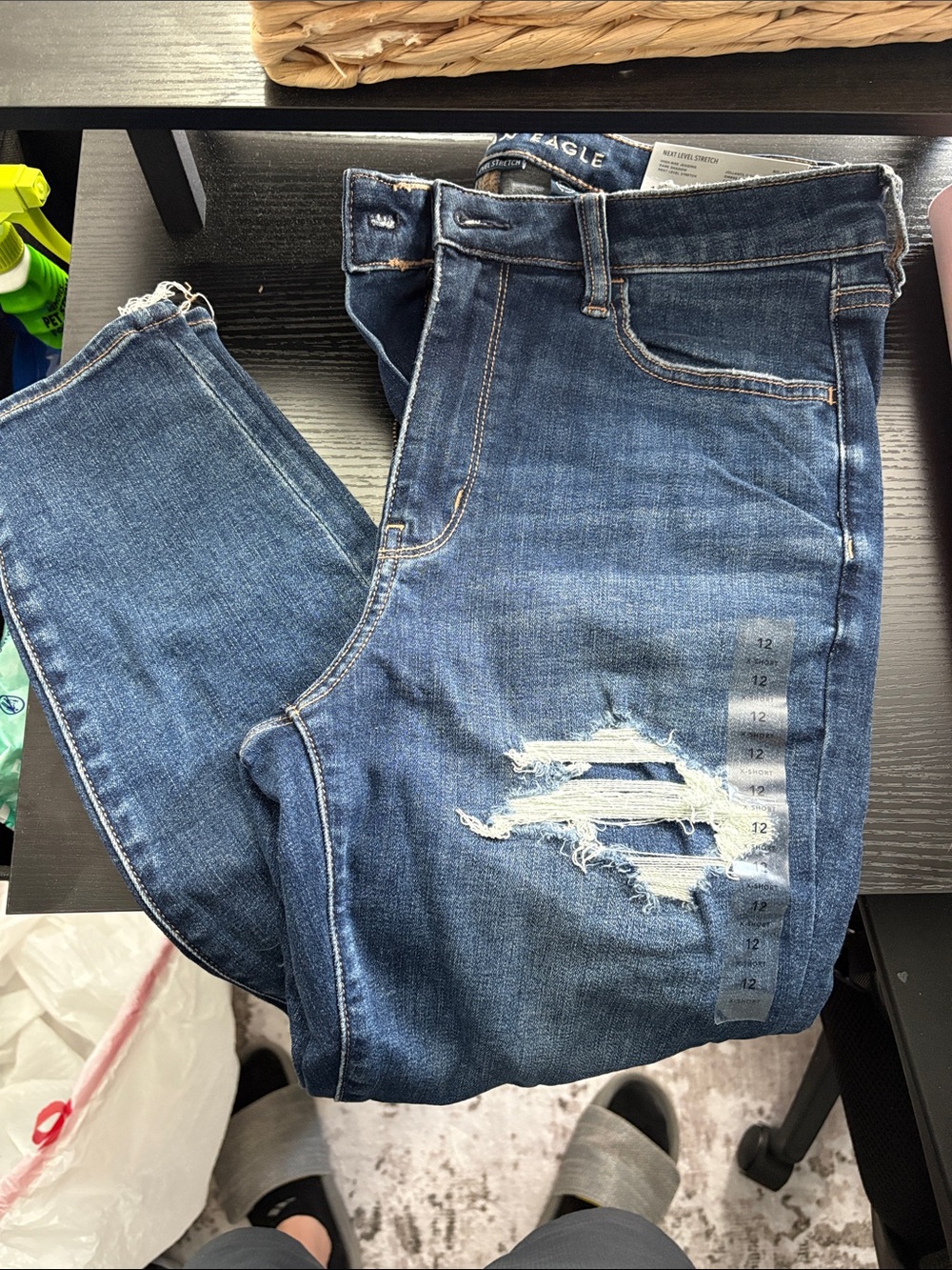 American Eagle Outfitters Men’s Ripped Dark Blue Skinny Jeans
